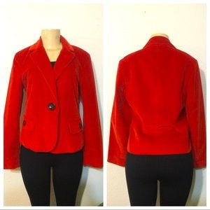 Talbots Vintage Red Corduroy Blazer Jacket Size 8